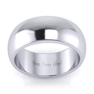 Platinum 8MM Ladies and Mens Wedding Band, Size 11.5